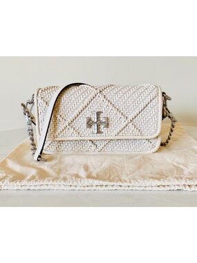 Tory Burch Kira Chevron Woven Small Convertible Shoulder Bag - New Ivory